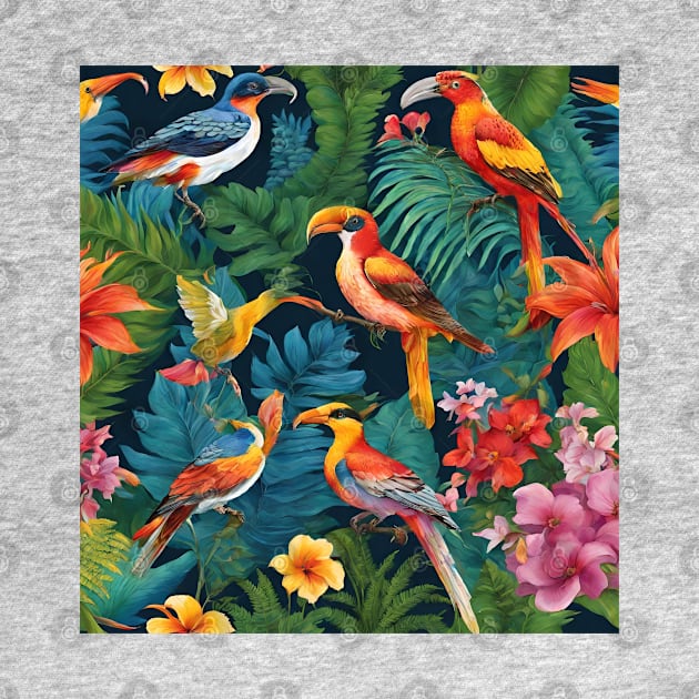 AI Tropical Birds and Flowers by nancy.hajjar@yahoo.com